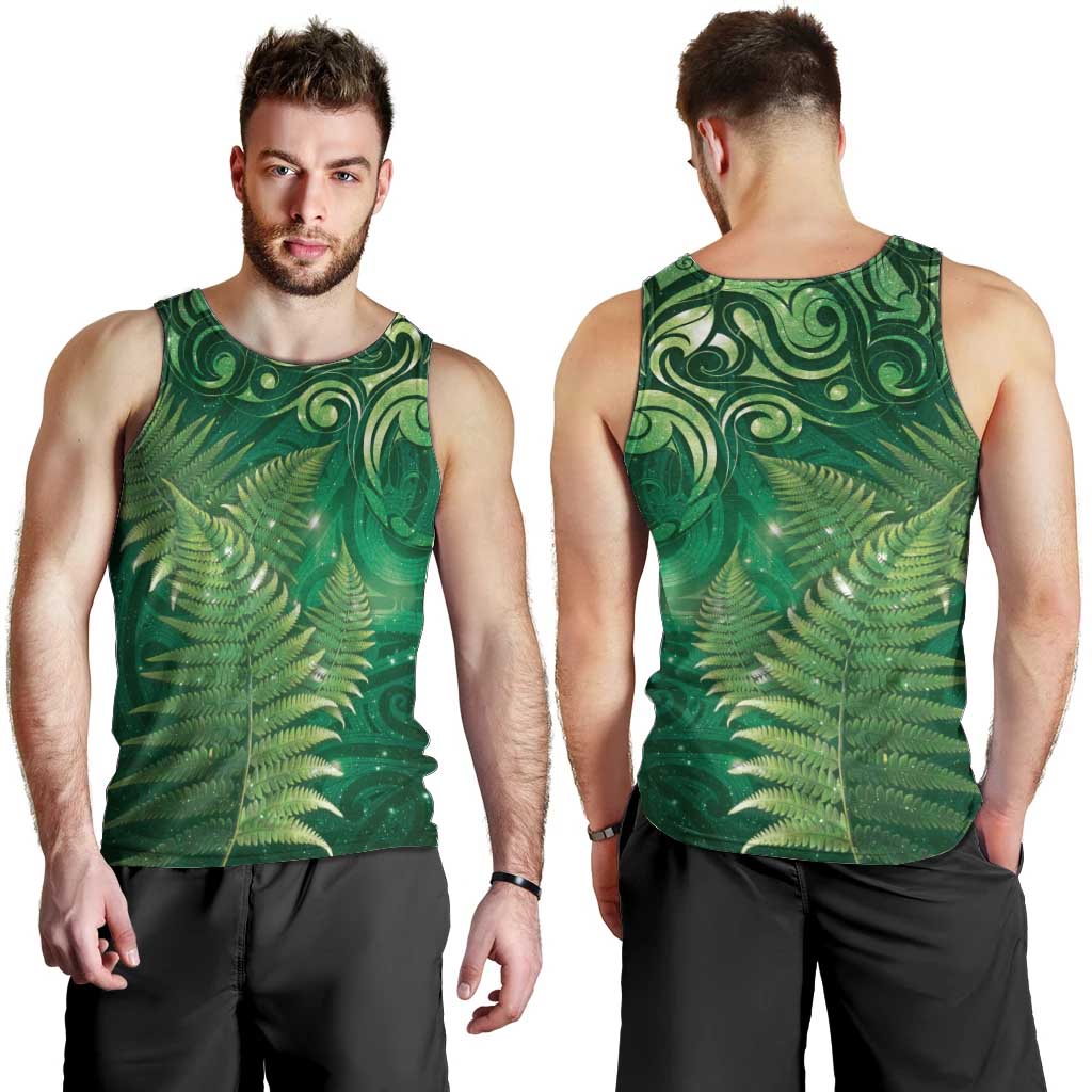 Matariki New Zealand Maori Silver Fern Men Tank Top Galaxy Green Sky Style LT03 - Polynesian Pride