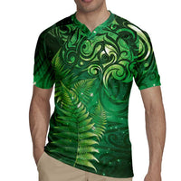 Matariki New Zealand Maori Silver Fern Rugby Jersey Galaxy Green Sky Style LT03 - Polynesian Pride