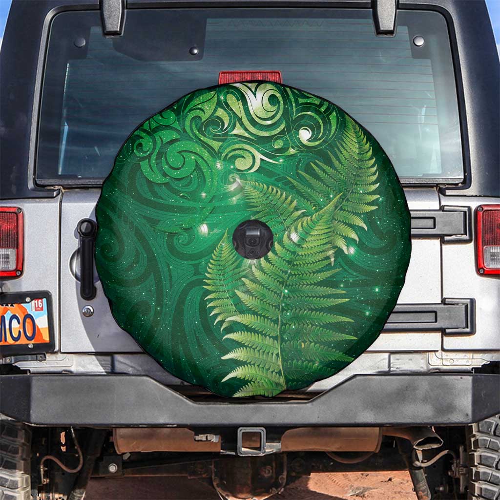 Matariki New Zealand Maori Silver Fern Spare Tire Cover Galaxy Green Sky Style LT03 Green - Polynesian Pride