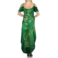 Matariki New Zealand Maori Silver Fern Summer Maxi Dress Galaxy Green Sky Style LT03 - Polynesian Pride