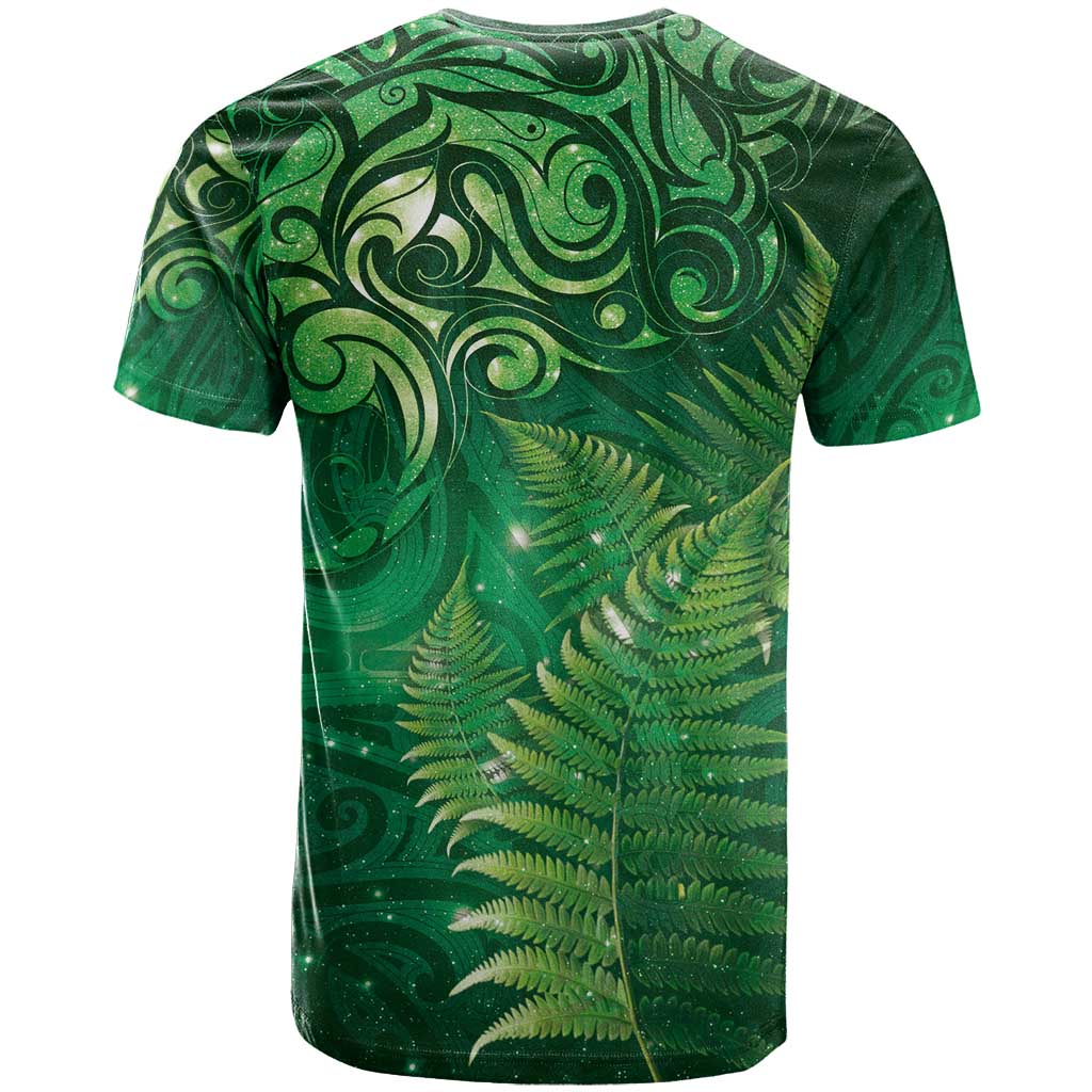 Matariki New Zealand Maori Silver Fern T Shirt Galaxy Green Sky Style LT03 - Polynesian Pride