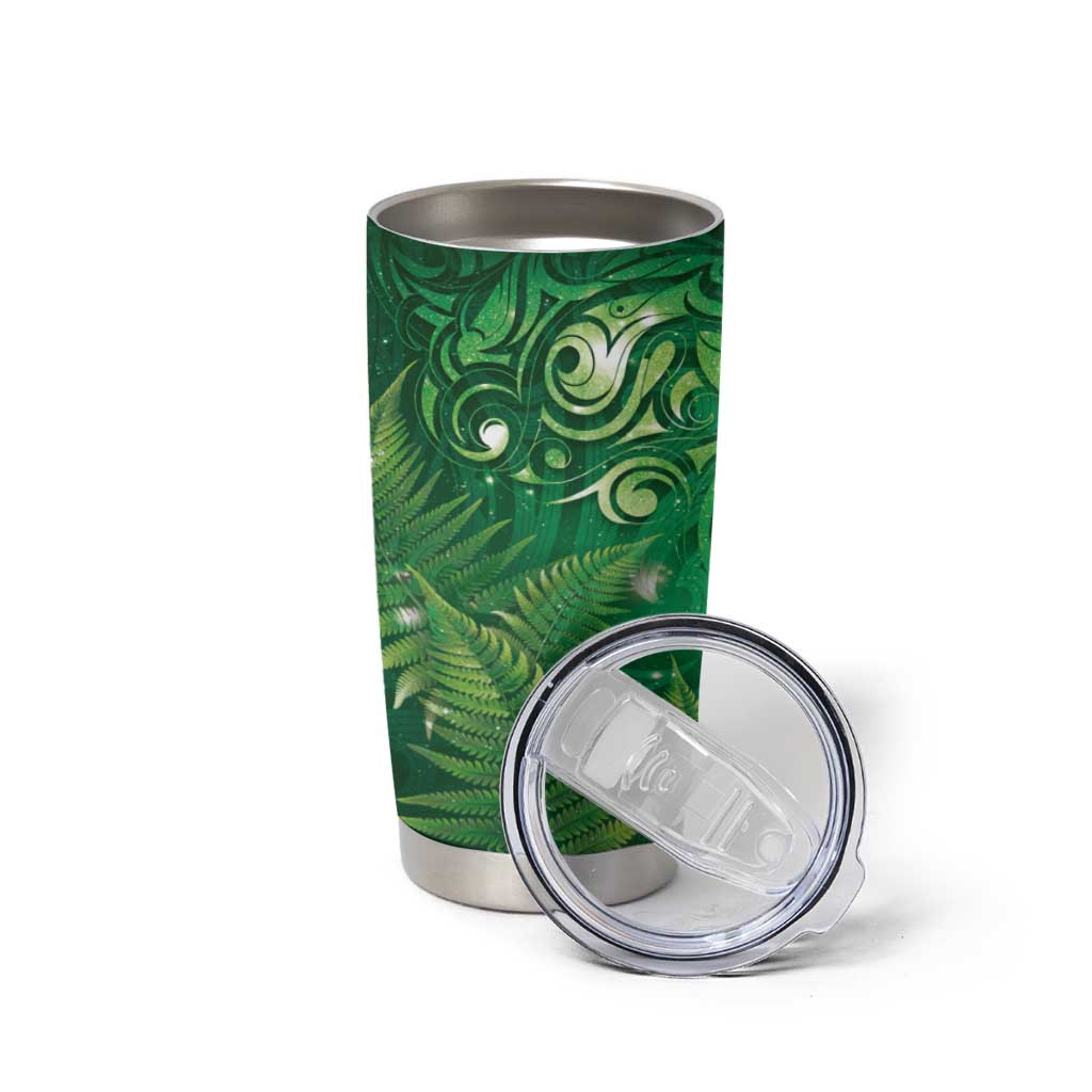 Matariki New Zealand Maori Silver Fern Tumbler Cup Galaxy Green Sky Style LT03 - Polynesian Pride