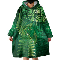 Matariki New Zealand Maori Silver Fern Wearable Blanket Hoodie Galaxy Green Sky Style LT03 - Polynesian Pride