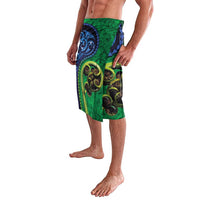 New Zealand Matariki Fern Frond Koru Lavalava with Galaxy Blue Sky and Green Paua Shell Art LT03 - Polynesian Pride
