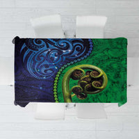 New Zealand Matariki Fern Frond Koru Tablecloth with Galaxy Blue Sky and Green Paua Shell Art LT03 Blue - Polynesian Pride
