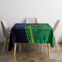New Zealand Matariki Fern Frond Koru Tablecloth with Galaxy Blue Sky and Green Paua Shell Art LT03 - Polynesian Pride