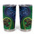 New Zealand Matariki Fern Frond Koru Tumbler Cup with Galaxy Blue Sky and Green Paua Shell Art