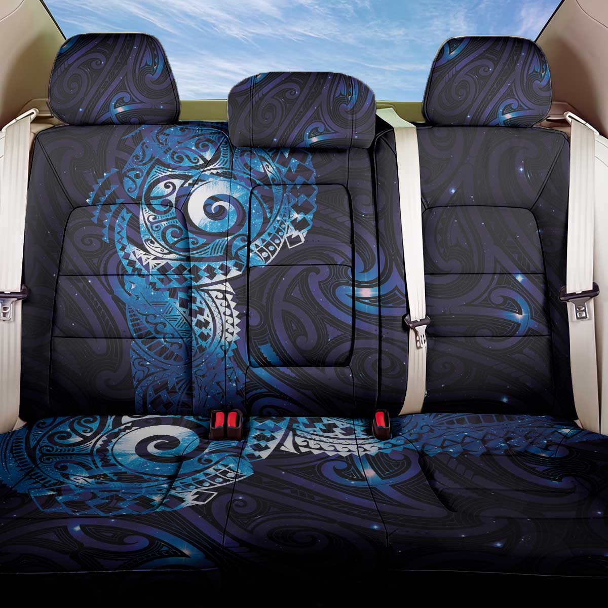 Matariki New Zealand Maori Koru Art Tattoo Back Car Seat Cover New Year Galaxy Blue Sky Style LT03 One Size Blue - Polynesian Pride