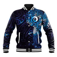 Matariki New Zealand Maori Koru Art Tattoo Baseball Jacket New Year Galaxy Blue Sky Style LT03 Unisex Blue - Polynesian Pride
