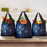 Matariki New Zealand Maori Koru Art Tattoo Grocery Bag New Year Galaxy Blue Sky Style LT03 3-pack One Size Blue - Polynesian Pride