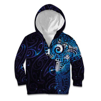 Matariki New Zealand Maori Koru Art Tattoo Kid Hoodie New Year Galaxy Blue Sky Style LT03 Zip Hoodie Blue - Polynesian Pride