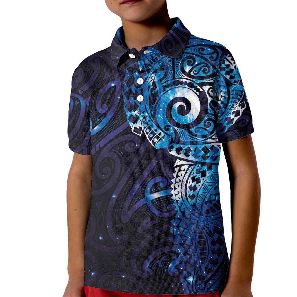 Matariki New Zealand Maori Koru Art Tattoo Kid Polo Shirt New Year Galaxy Blue Sky Style LT03 Kid Blue - Polynesian Pride