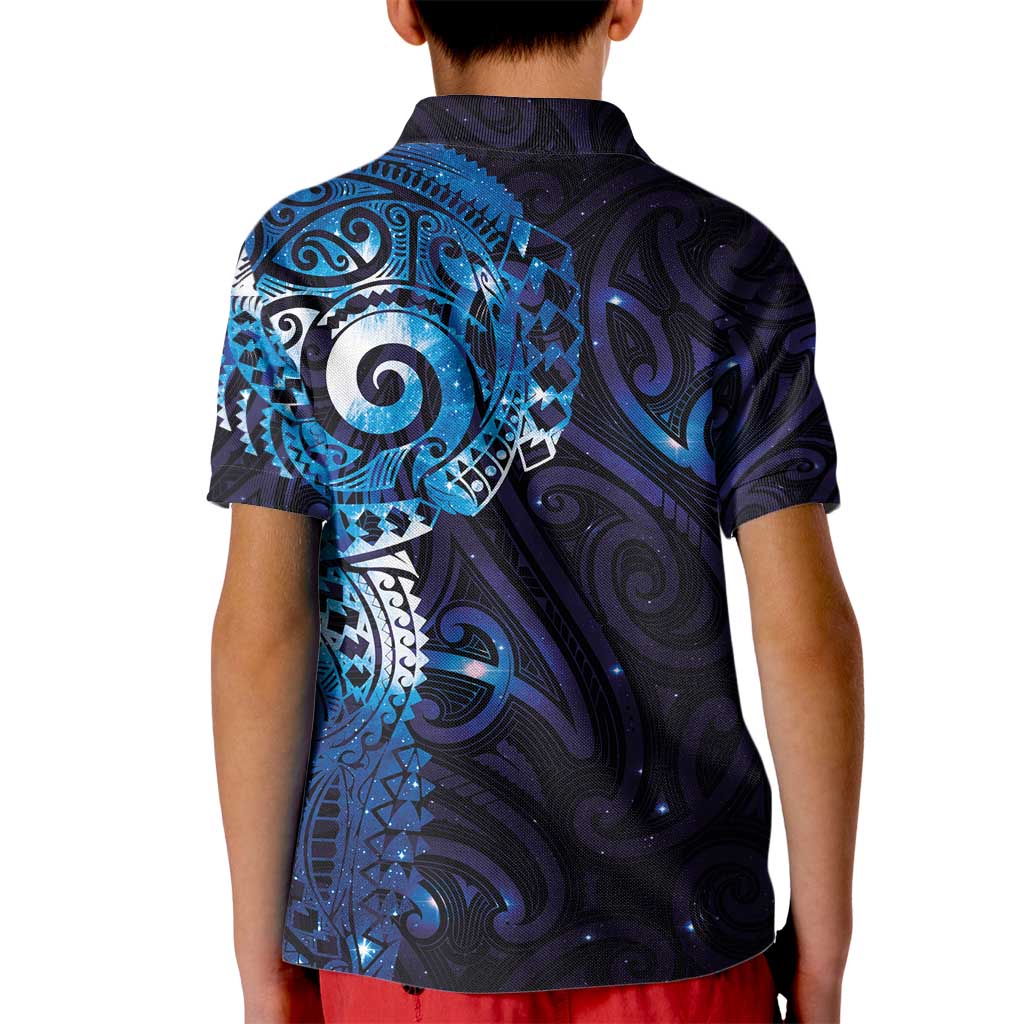 Matariki New Zealand Maori Koru Art Tattoo Kid Polo Shirt New Year Galaxy Blue Sky Style LT03 - Polynesian Pride