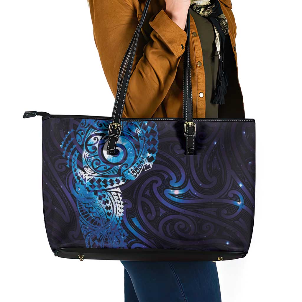Matariki New Zealand Maori Koru Art Tattoo Leather Tote Bag New Year Galaxy Blue Sky Style LT03 - Polynesian Pride