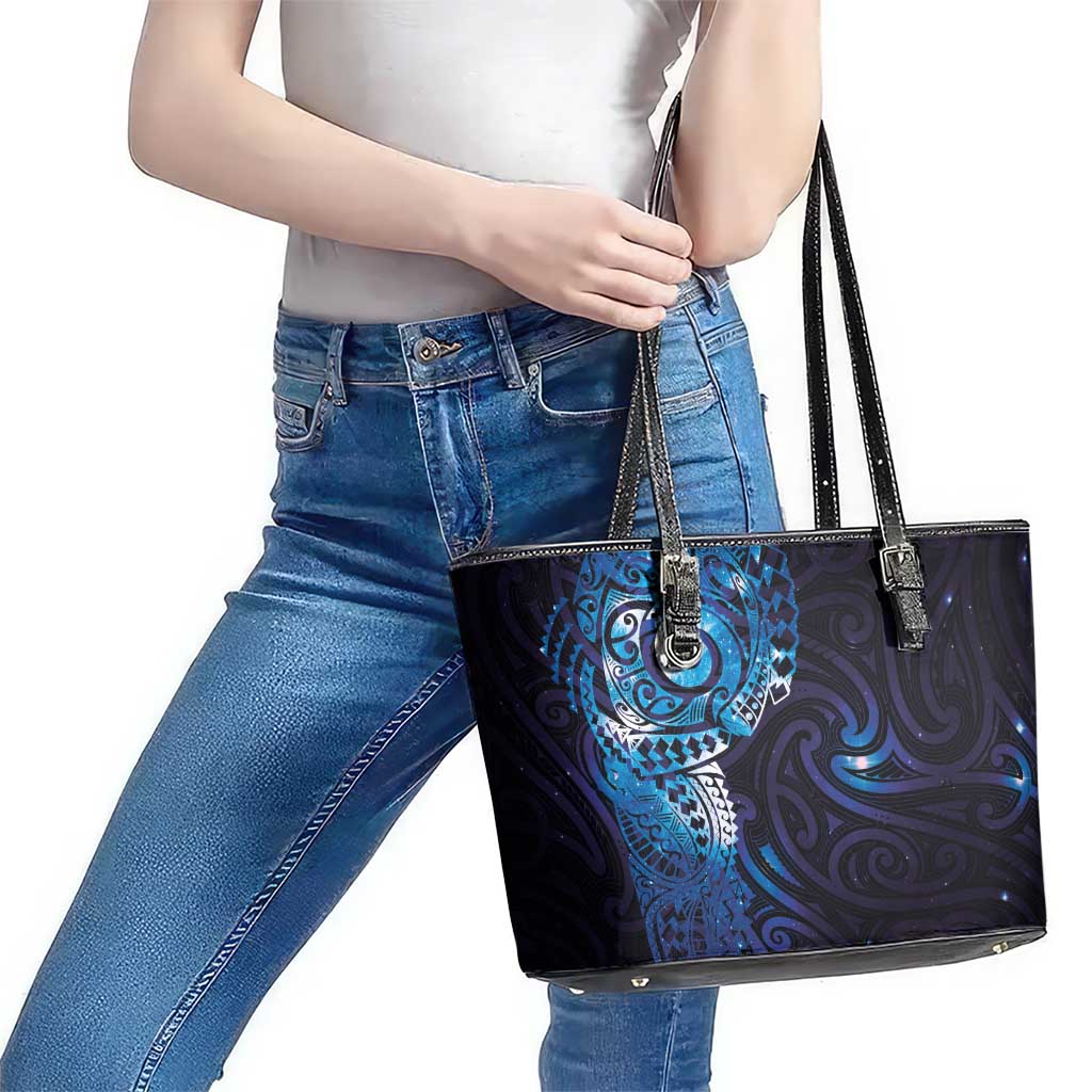Matariki New Zealand Maori Koru Art Tattoo Leather Tote Bag New Year Galaxy Blue Sky Style LT03 - Polynesian Pride