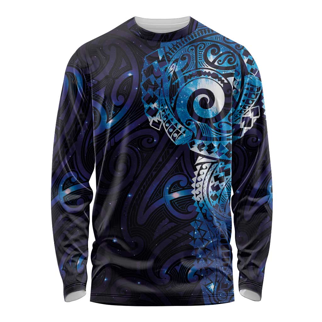 Matariki New Zealand Maori Koru Art Tattoo Long Sleeve Shirt New Year Galaxy Blue Sky Style LT03 Unisex Blue - Polynesian Pride