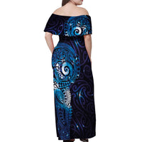 Matariki New Zealand Maori Koru Art Tattoo Off Shoulder Maxi Dress New Year Galaxy Blue Sky Style LT03 - Polynesian Pride