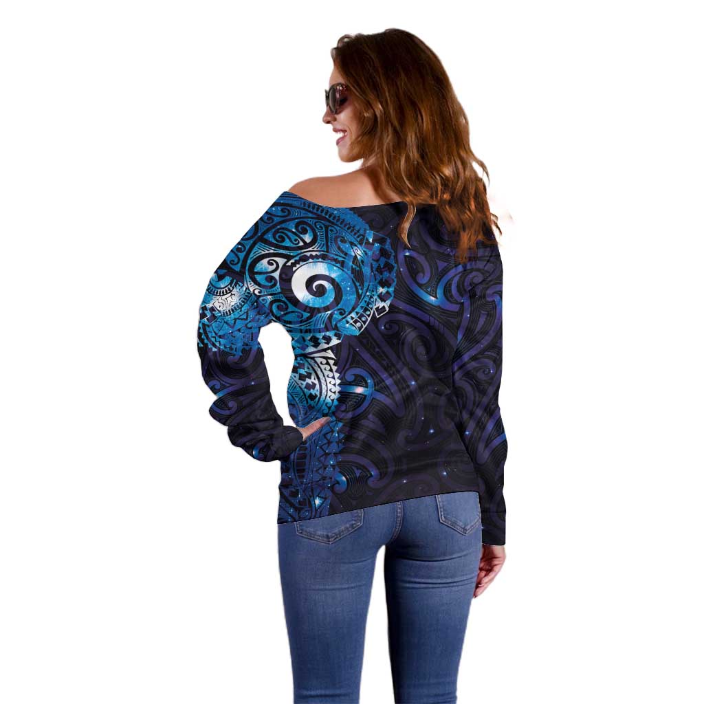 Matariki New Zealand Maori Koru Art Tattoo Off Shoulder Sweater New Year Galaxy Blue Sky Style LT03 - Polynesian Pride