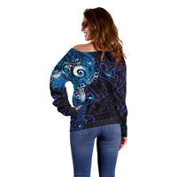 Matariki New Zealand Maori Koru Art Tattoo Off Shoulder Sweater New Year Galaxy Blue Sky Style LT03 - Polynesian Pride
