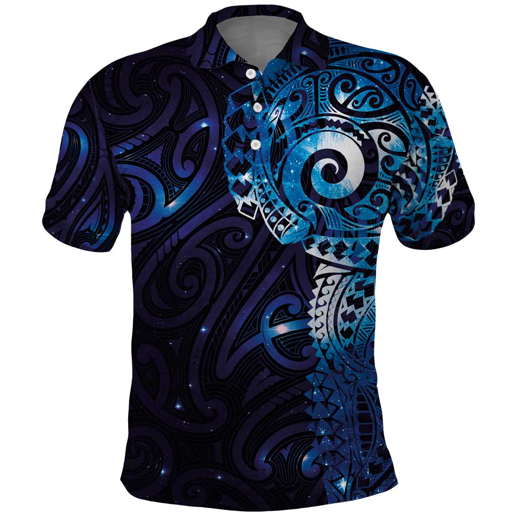 Matariki New Zealand Maori Koru Art Tattoo Polo Shirt New Year Galaxy Blue Sky Style LT03 Blue - Polynesian Pride