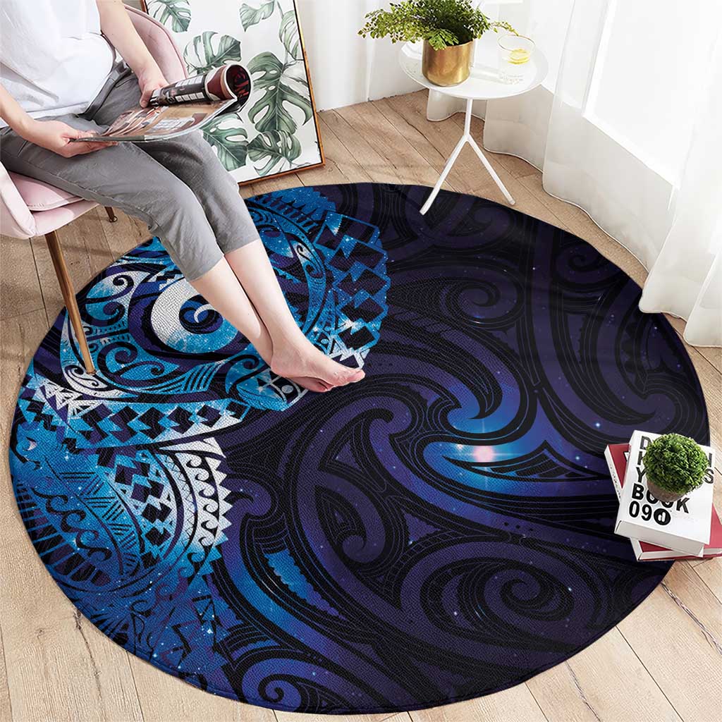 Matariki New Zealand Maori Koru Art Tattoo Round Carpet New Year Galaxy Blue Sky Style LT03 - Polynesian Pride