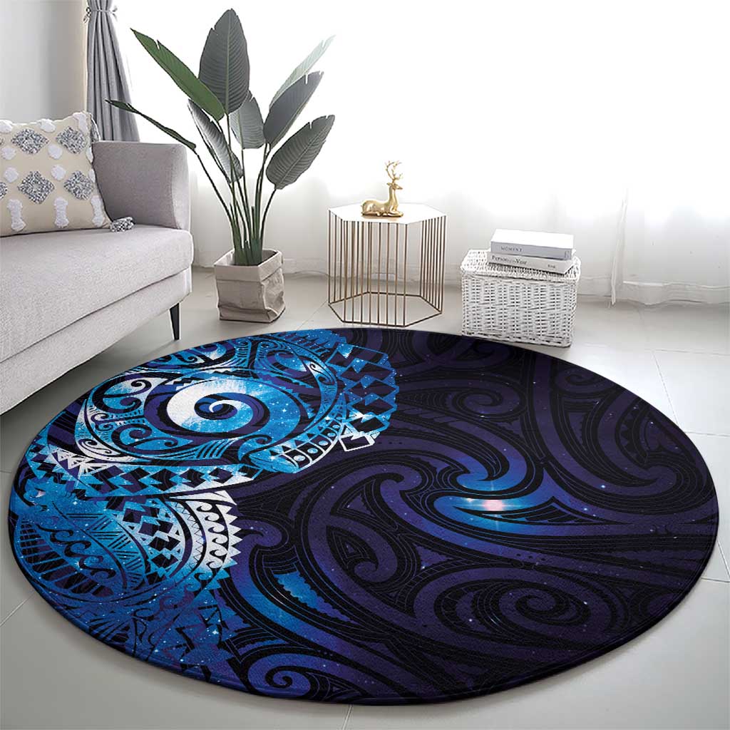 Matariki New Zealand Maori Koru Art Tattoo Round Carpet New Year Galaxy Blue Sky Style LT03 - Polynesian Pride