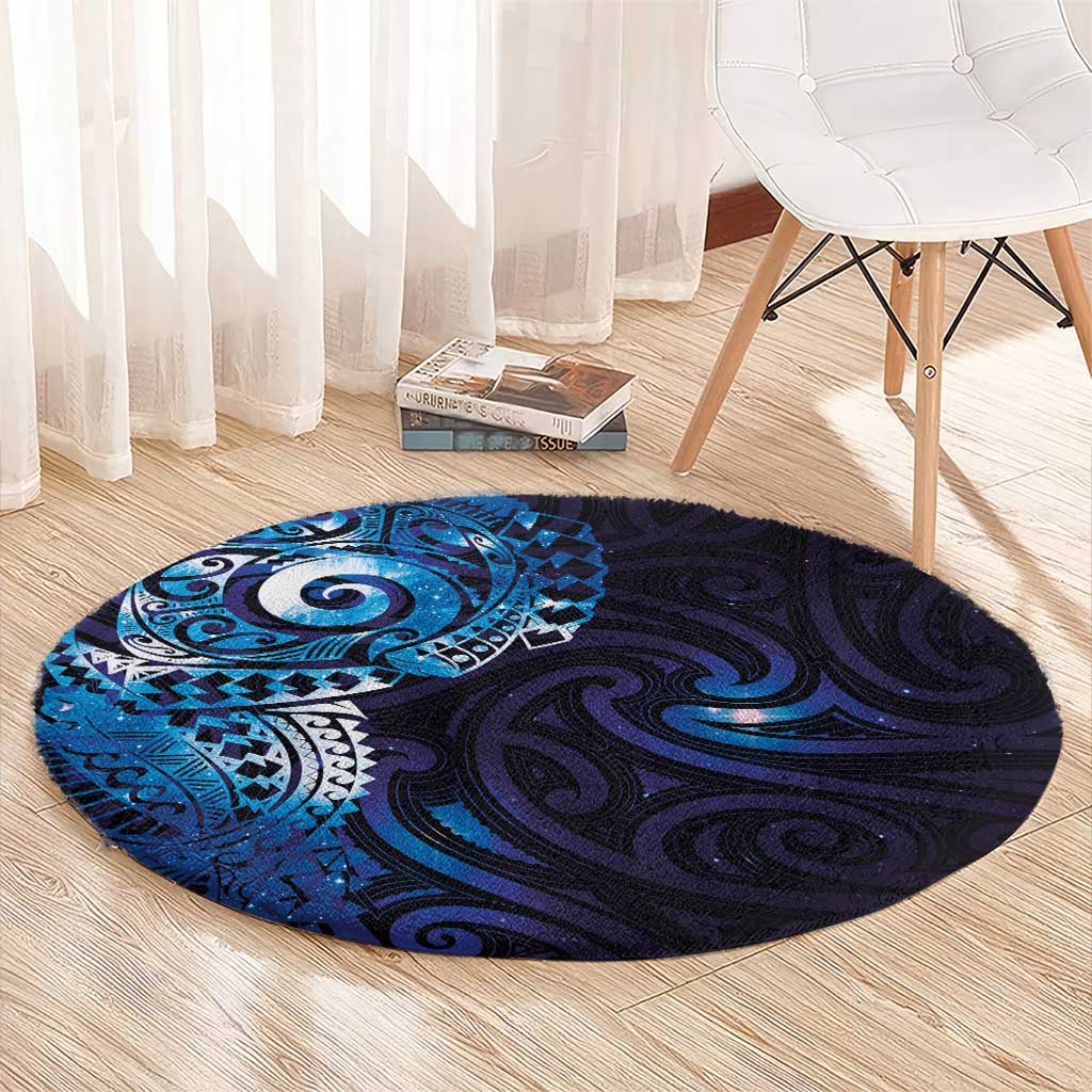 Matariki New Zealand Maori Koru Art Tattoo Round Carpet New Year Galaxy Blue Sky Style LT03 - Polynesian Pride
