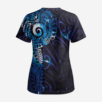 Matariki New Zealand Maori Koru Art Tattoo Scrub Top New Year Galaxy Blue Sky Style LT03 - Polynesian Pride