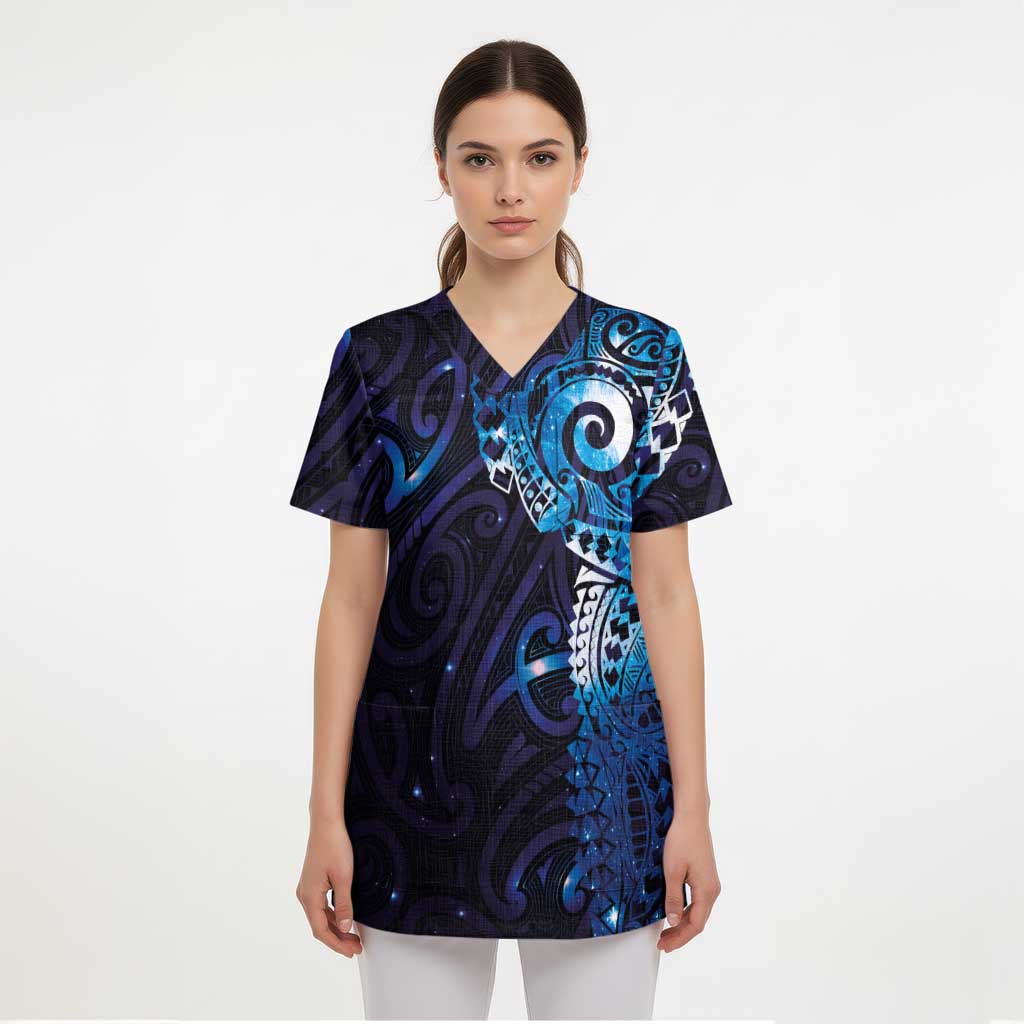 Matariki New Zealand Maori Koru Art Tattoo Scrub Top New Year Galaxy Blue Sky Style LT03 - Polynesian Pride