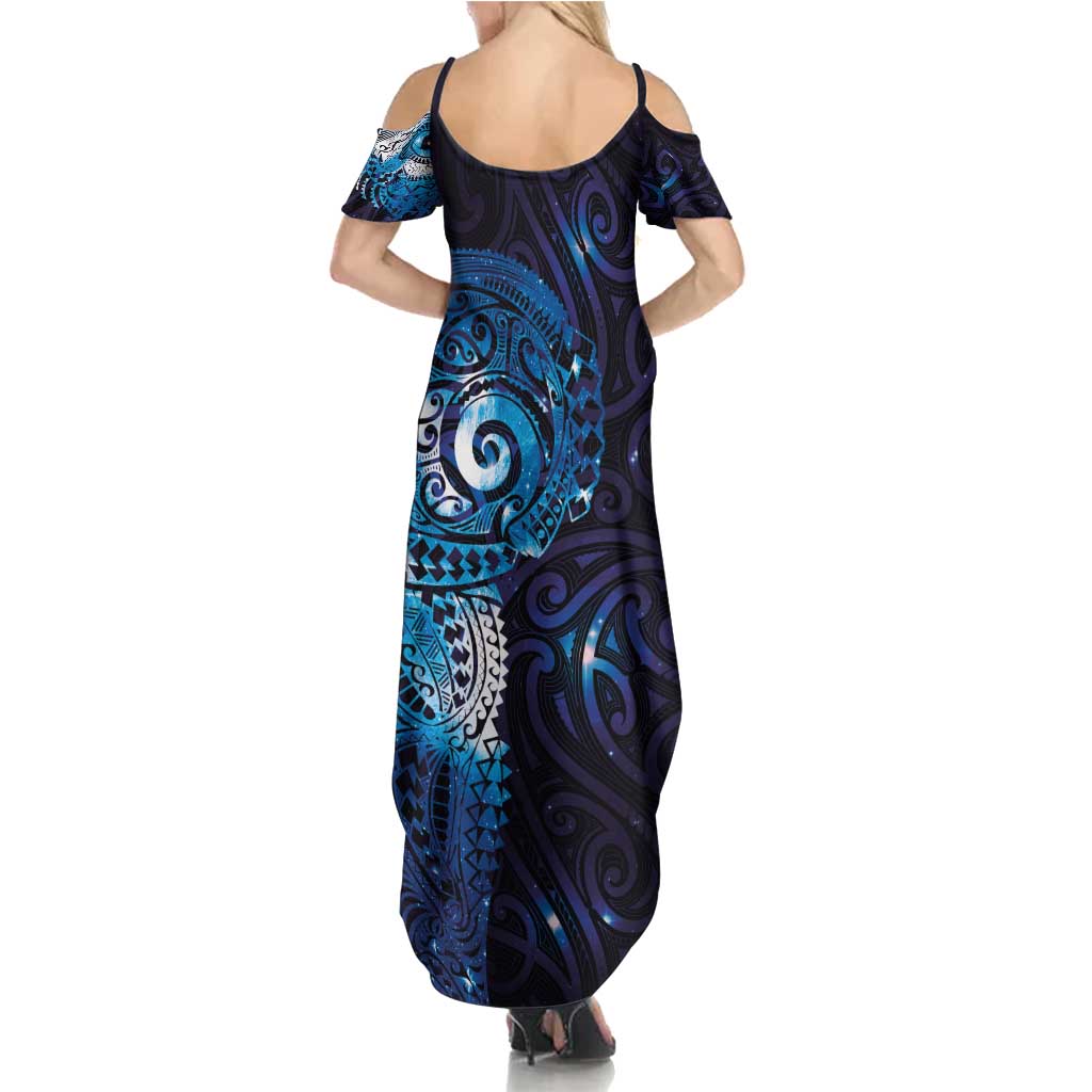 Matariki New Zealand Maori Koru Art Tattoo Summer Maxi Dress New Year Galaxy Blue Sky Style LT03 - Polynesian Pride