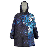 Matariki New Zealand Maori Koru Art Tattoo Wearable Blanket Hoodie New Year Galaxy Blue Sky Style LT03 One Size Blue - Polynesian Pride