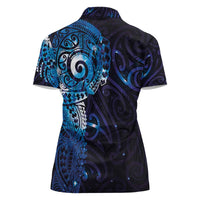Matariki New Zealand Maori Koru Art Tattoo Women Polo Shirt New Year Galaxy Blue Sky Style LT03 - Polynesian Pride