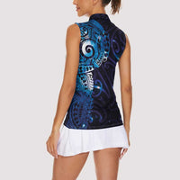 Matariki New Zealand Maori Koru Art Tattoo Women Sleeveless Polo Shirt New Year Galaxy Blue Sky Style LT03 - Polynesian Pride