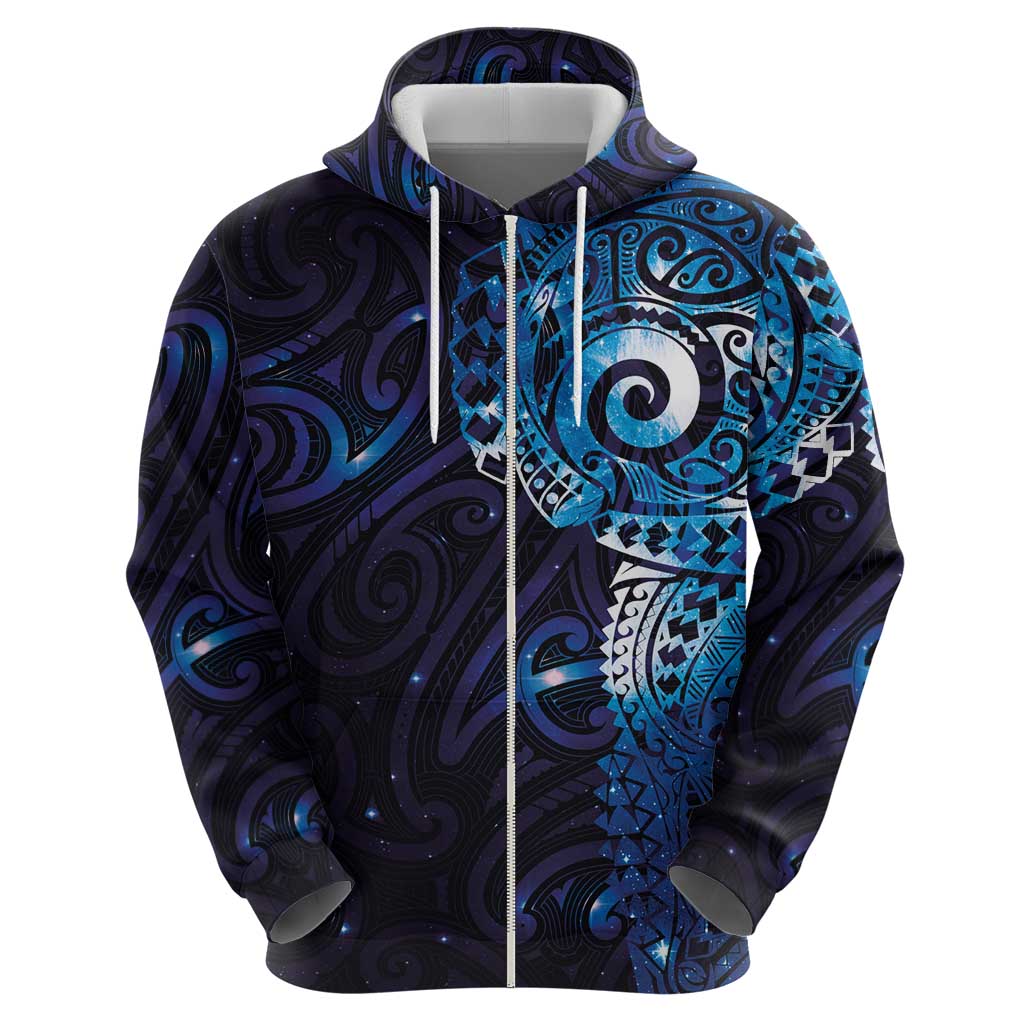 Matariki New Zealand Maori Koru Art Tattoo Zip Hoodie New Year Galaxy Blue Sky Style LT03 - Polynesian Pride