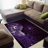 Matariki New Zealand Maori Koru Art Tattoo Area Rug New Year Galaxy Purple Sky Style