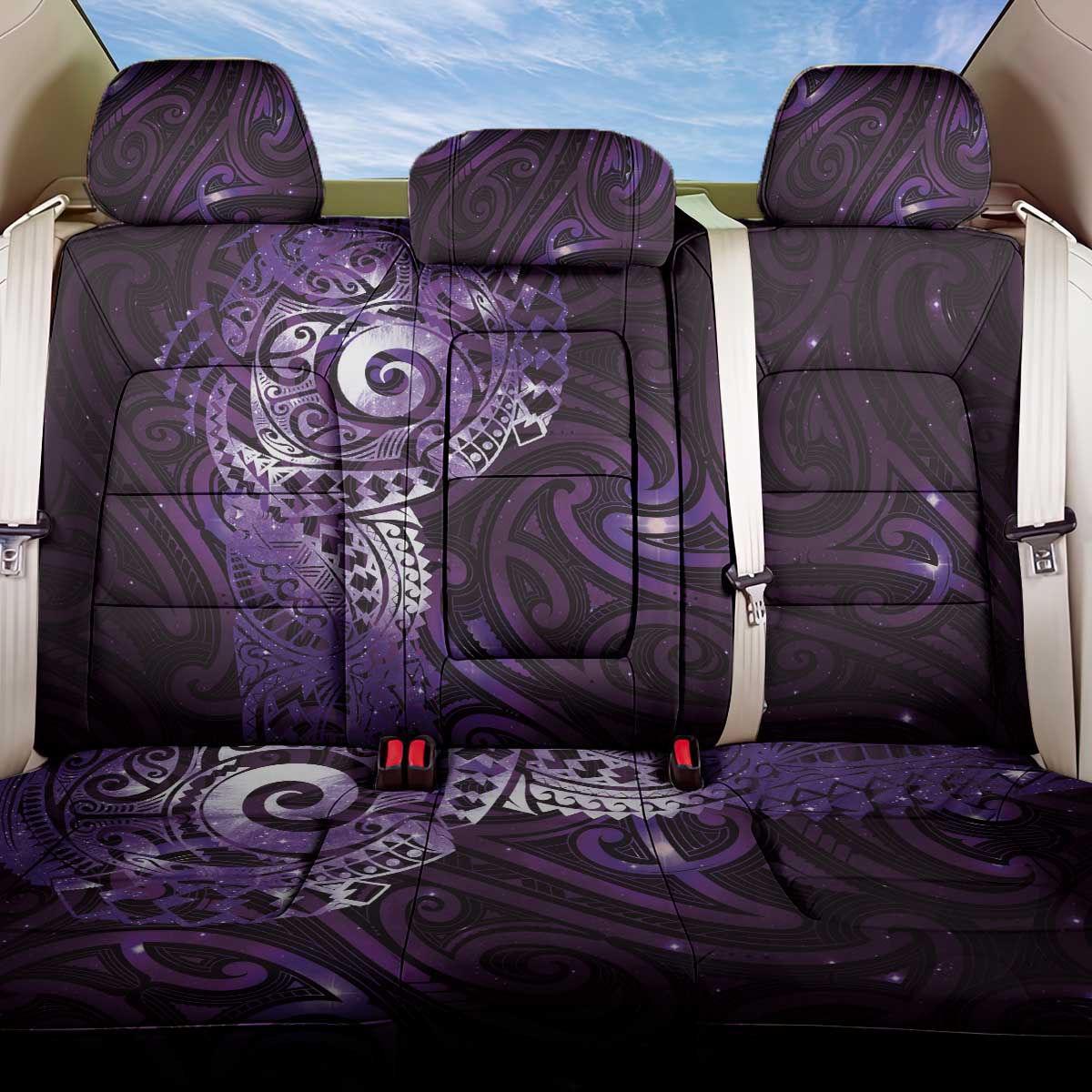 Matariki New Zealand Maori Koru Art Tattoo Back Car Seat Cover New Year Galaxy Purple Sky Style LT03 One Size Purple - Polynesian Pride