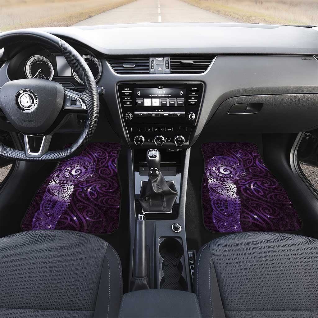 Matariki New Zealand Maori Koru Art Tattoo Car Mats New Year Galaxy Purple Sky Style LT03 Set 2pcs - Front Purple - Polynesian Pride