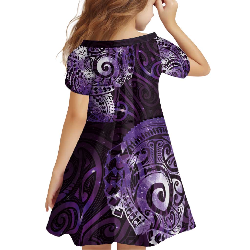 Matariki New Zealand Maori Koru Art Tattoo Family Matching Off Shoulder Maxi Dress and Hawaiian Shirt New Year Galaxy Purple Sky Style LT03 - Polynesian Pride