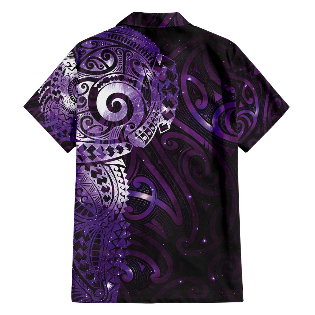 Matariki New Zealand Maori Koru Art Tattoo Family Matching Off Shoulder Maxi Dress and Hawaiian Shirt New Year Galaxy Purple Sky Style LT03 - Polynesian Pride