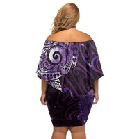 Matariki New Zealand Maori Koru Art Tattoo Family Matching Off Shoulder Short Dress and Hawaiian Shirt New Year Galaxy Purple Sky Style LT03 - Polynesian Pride