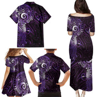 Matariki New Zealand Maori Koru Art Tattoo Family Matching Puletasi and Hawaiian Shirt New Year Galaxy Purple Sky Style LT03 - Polynesian Pride