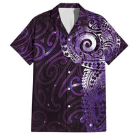 Matariki New Zealand Maori Koru Art Tattoo Family Matching Tank Maxi Dress and Hawaiian Shirt New Year Galaxy Purple Sky Style LT03 Dad's Shirt - Short Sleeve Purple - Polynesian Pride