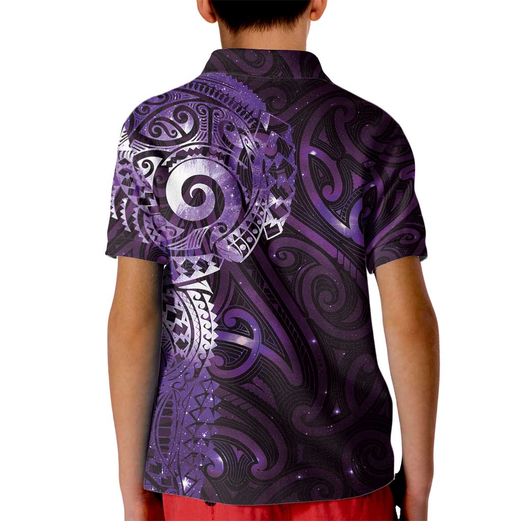 Matariki New Zealand Maori Koru Art Tattoo Kid Polo Shirt New Year Galaxy Purple Sky Style LT03 - Polynesian Pride