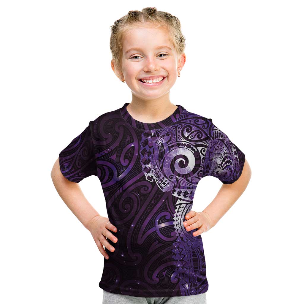 Matariki New Zealand Maori Koru Art Tattoo Kid T Shirt New Year Galaxy Purple Sky Style LT03 Purple - Polynesian Pride