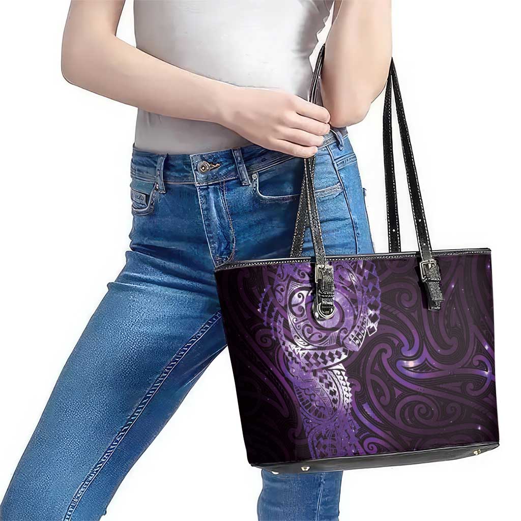 Matariki New Zealand Maori Koru Art Tattoo Leather Tote Bag New Year Galaxy Purple Sky Style LT03 - Polynesian Pride