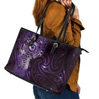 Matariki New Zealand Maori Koru Art Tattoo Leather Tote Bag New Year Galaxy Purple Sky Style LT03 - Polynesian Pride