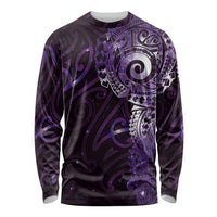 Matariki New Zealand Maori Koru Art Tattoo Long Sleeve Shirt New Year Galaxy Purple Sky Style LT03 Unisex Purple - Polynesian Pride