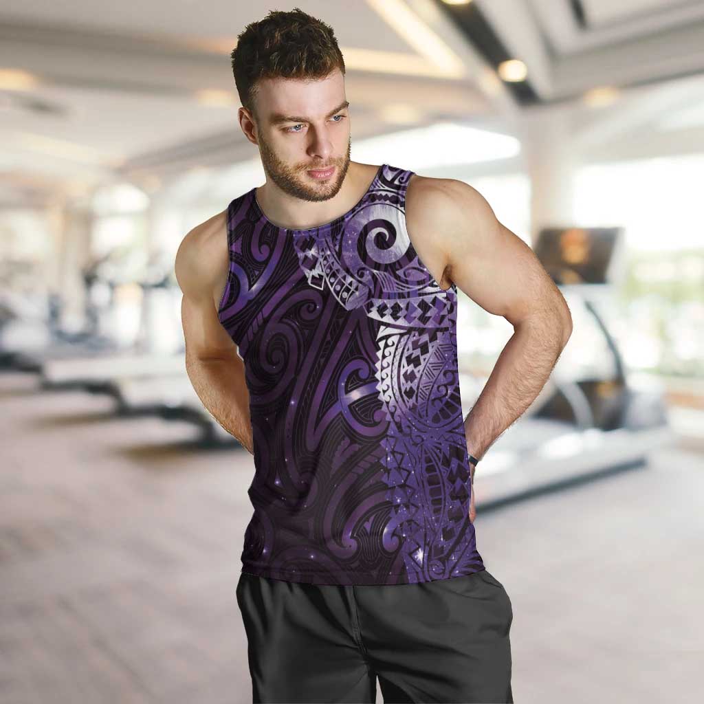 Matariki New Zealand Maori Koru Art Tattoo Men Tank Top New Year Galaxy Purple Sky Style LT03 Purple - Polynesian Pride