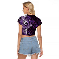 Matariki New Zealand Maori Koru Art Tattoo Raglan Cropped T Shirt New Year Galaxy Purple Sky Style LT03 - Polynesian Pride