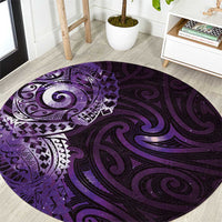 Matariki New Zealand Maori Koru Art Tattoo Round Carpet New Year Galaxy Purple Sky Style LT03 Purple - Polynesian Pride